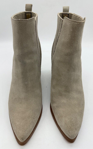 Marc Fisher LTD Womens Alva Ankle Bootie Sz 7 Gray Suede Pointed Toe Block Heel