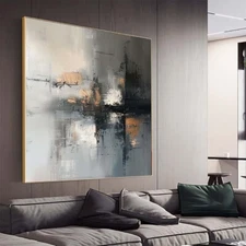 Gray Hand Painted Abstract Painting Texture Acrylic Modern Art Oil Painting