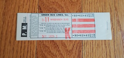 GREEN BUS LINES INC TRANSFER TICKET BOOK Q-11 WOODHAVEN BLVD QUEENS NY
