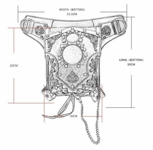 Vintage Steampunk Waist Fashion bags Motorcycle Leg Gothic Leather Messenger Bag - Picture 9 of 11