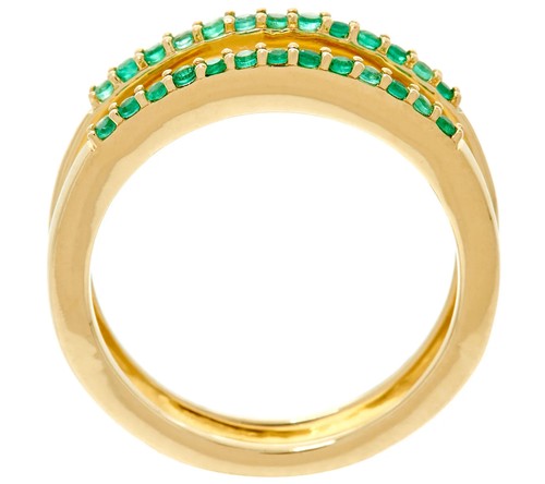 Affinity Green Emerald Ring Guard 14K Yellow Gold 0.15 cttw Size 8 J329460 QVC - Picture 2 of 5