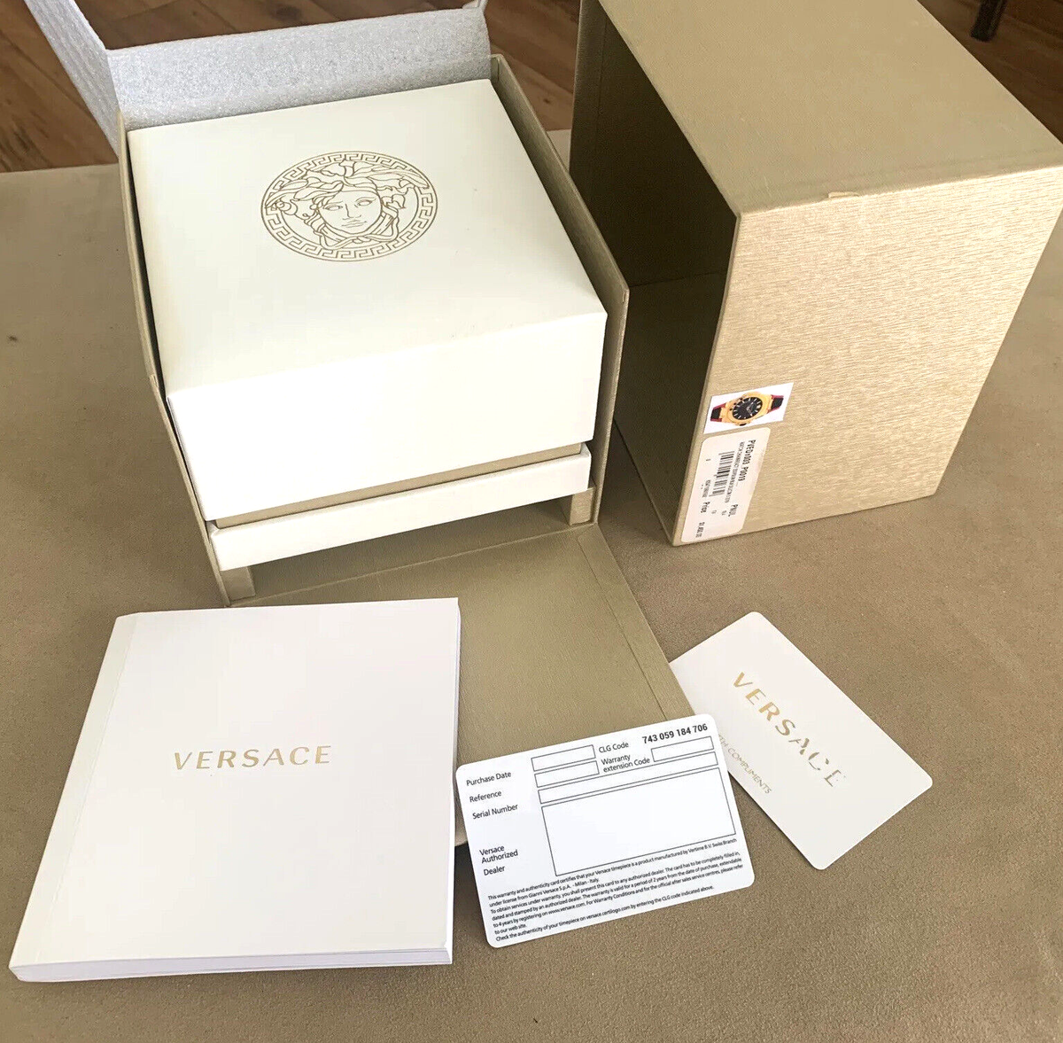 s*a様 【北5442】VERSACE BLA99 保証書付き Versace Empty Watch Box Inner Outer Manual Booklet BLANK UNFILLED