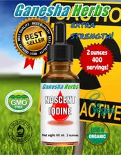 ORGANIC NASCENT IODINE  2 OUNCES  400 servings!  - Non GMO -  60ml.