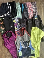 HUGE LOT/17pc Women's Medium Active Athletic Clothes Workout Fitness Name Brands