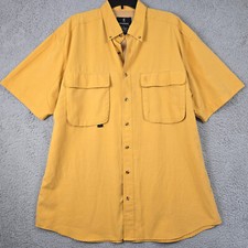 Browning Button Down Shirt MENS XL YELLOW OUTDOOR CASUAL Short Sleeve PLAID