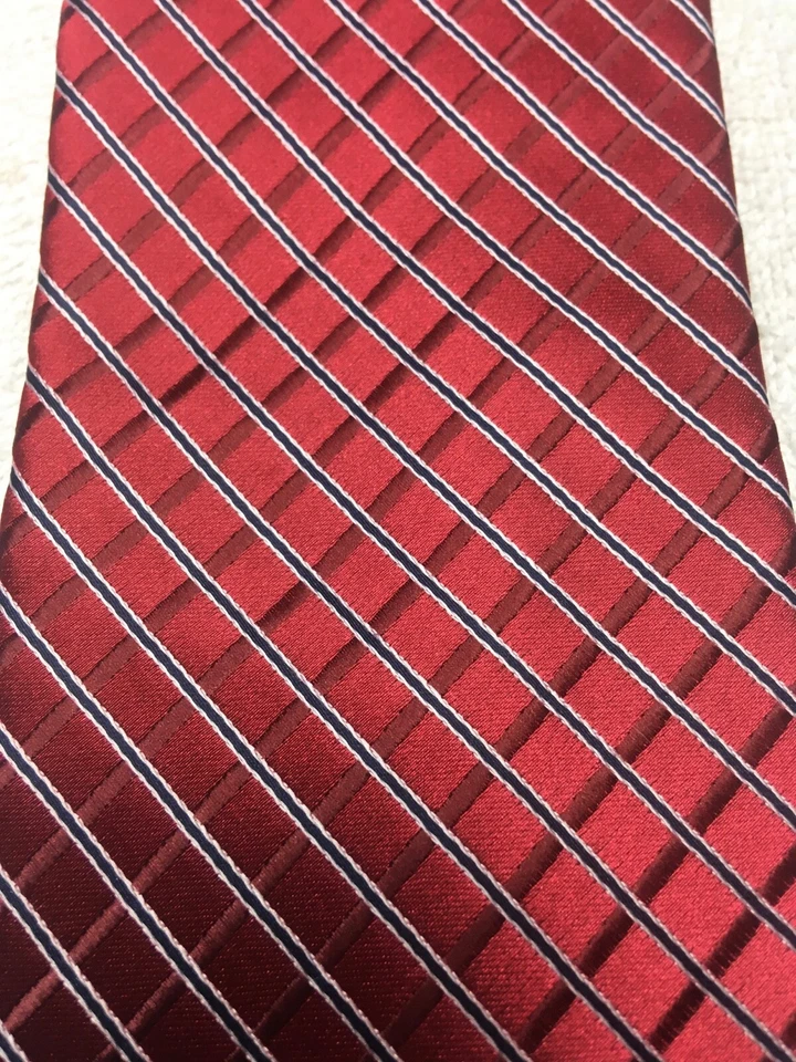 EDIÇÕES GRAVATA MASCULINA VERMELHA COM BORDÔ E AZUL 3,5 X 59 - Imagem 3 de 4