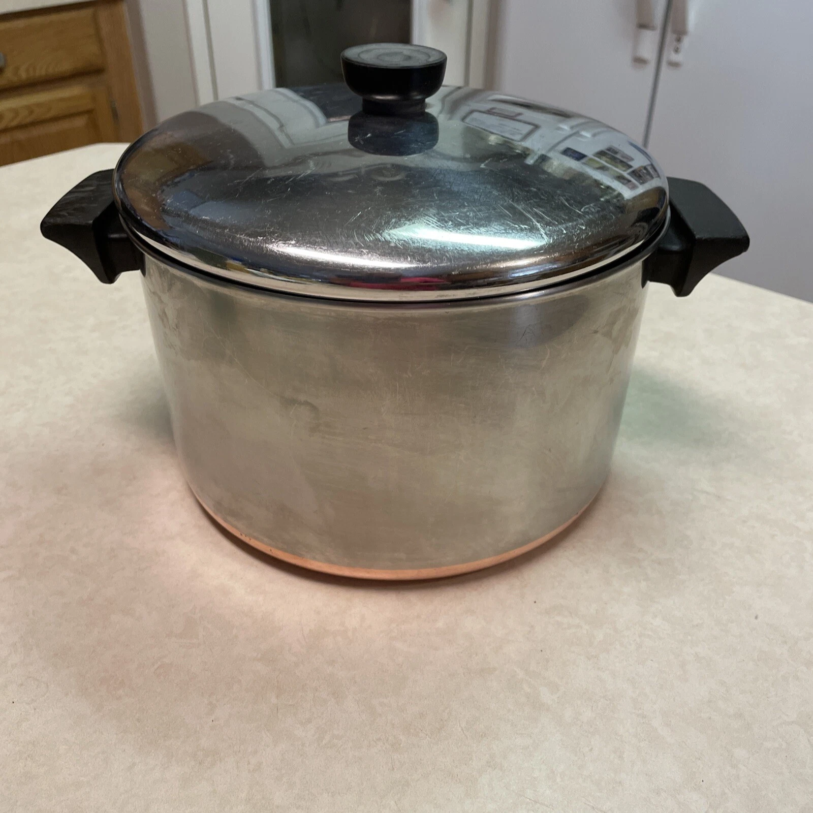 Vtg Revere Ware 6 Qt Stock Pot w/Lid Clinton ILL USA Copper Bottom 1801 READ