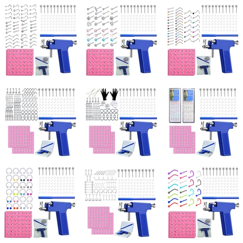 Professional Ear Piercing Gun with Nose Navel Lip Rings Ear Studs Jewelry Set - product listing photo