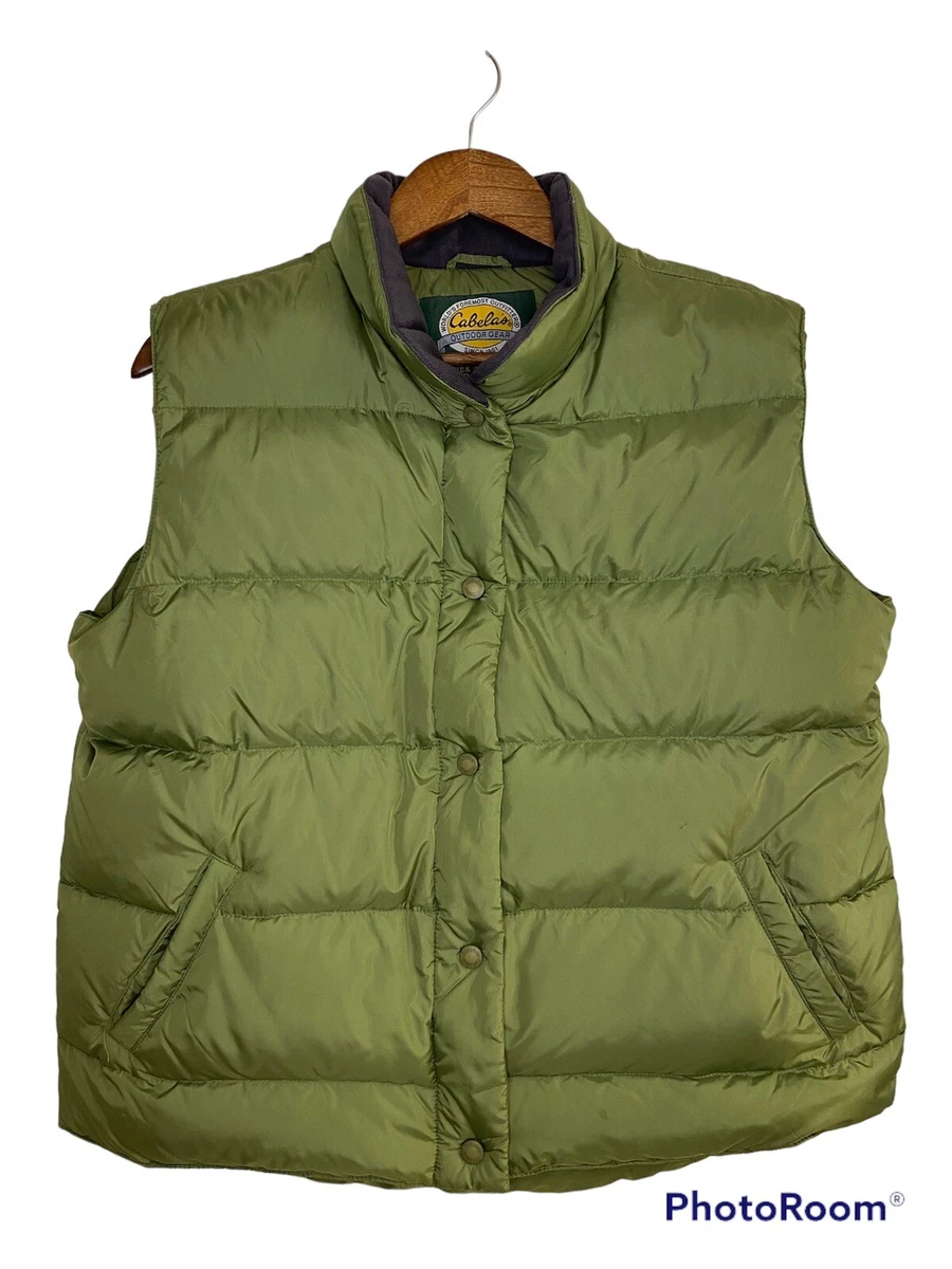 Vtg Cabela Goose Down Puffer Vest Mens Size Medium Green Premier Northern