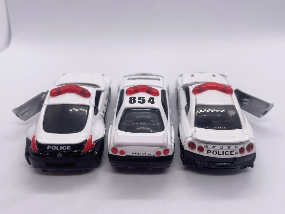 ¡Juego de 3 coches de policía japonesa Tomica!!/Nissan Fairlady Z/GT-R/Takara Tomy de JAPÓN Foto 3 de 4
