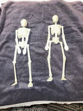 Glow In The Dark Blown Plastic Skeleton Decor Hanging Moveable Halloween Lot/2