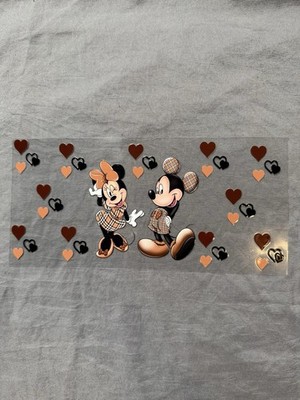 New Brown Mickey & Minnie  UV DTF Transfer Sticker Wrap DIY Bottles Cup