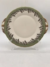 Aynsley Oak Leaf Green Cake Cookie Serving Plate Bone China England 9”