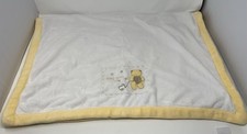VTG Baby Connection Unisex white yellow Minky embroidered 30X37 baby Blanket