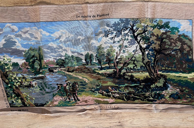 Royal Paris ''Le Moulin de Flatford'' Needlepoint Tapestry Canvas 46x24 Started