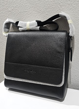 COACH NWT 4007 Houston Map Bag BLACK Leather Crossbody Bag