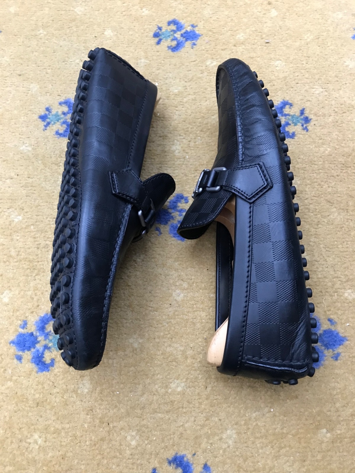 Louis Vuitton Hockenheim Damier Black Shoes Loafers Drivers Mens UK 9.5 US 10.5 thumbnail 12