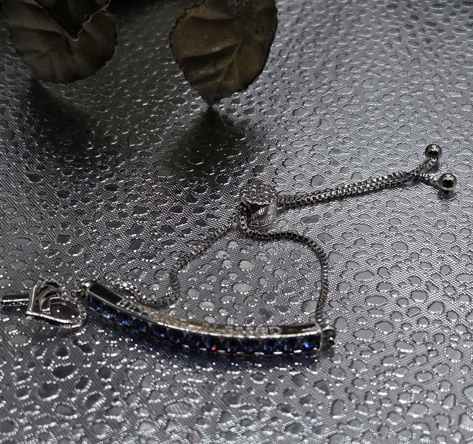 Brilliance Bracelet "Beyond Blessed" w/Blue Swarovski Crystals Silver Plate - Image 2 of 4