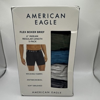 American Eagle 6'' Flex Boxer Brief Underwear Trunks AEO 5-Pack Size M New