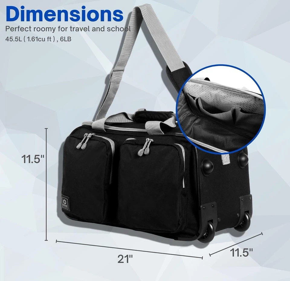 Bolso de Lona J World New York Duane con Ruedas Negro Viaje Llevar Nuevo con Etiquetas Foto 2 de 4