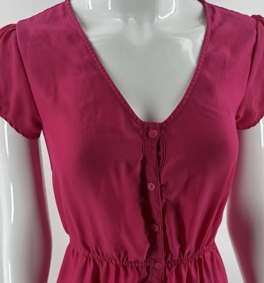 Kimchi Blue Mini Dress Size Small Magenta Pink Blouson Pockets Solid Womens - Image 2 of 4