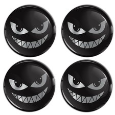 3D silicone stickers for wheel caps, hub caps, center caps, black/silver A 94