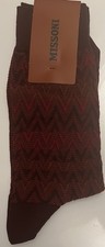 NWT AUTHENTIC MISSONI Mens Burgundy Cotton Blend Socks MADE IN ITALY S/ M