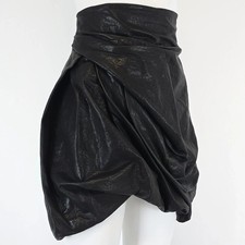 Image of STUNNING WOMENS ALL SAINTS LEATHER HOXIE SKIRT ASYMMETRIC HEM MINI BLACK 6