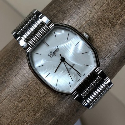 Capri Women Dress Mother of Pearl Dial Silver Tone Quartz 29mm Watch 7 1/2''