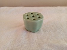 Vintage Weller Style 2 1/2" Octagon Green 7 Hole Flower Frog