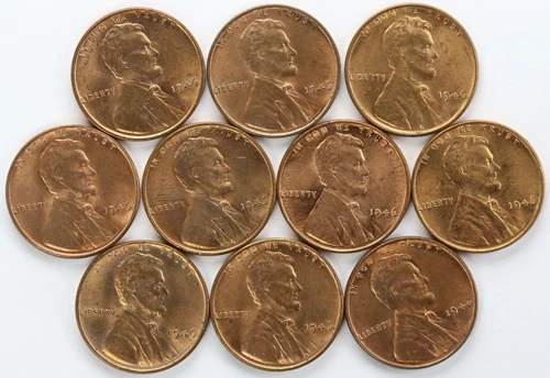 Roll of Fifty (50) 1946 P  Red BU Lincoln Wheat Cents