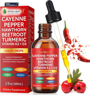 Cayenne Pepper Liquid Drops   Fast Absorption Turmeric Black Pepper 2oz USA SHIP