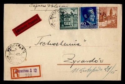 DR WHO 1942 GERMANY POLAND WWII REGISTERED SPECIAL DELIVERY R82787 - Image 1 of 2