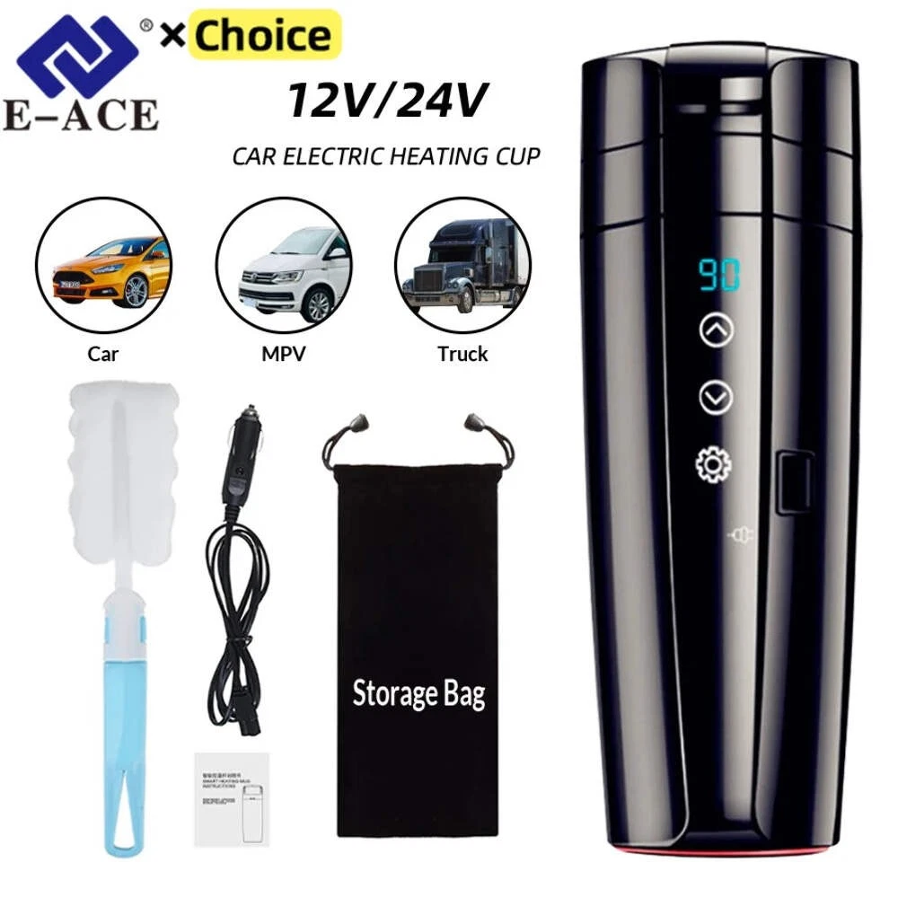 12V 24V Car Heating Cup Electric Kettle Stainless Steel Smart Temperature Contro