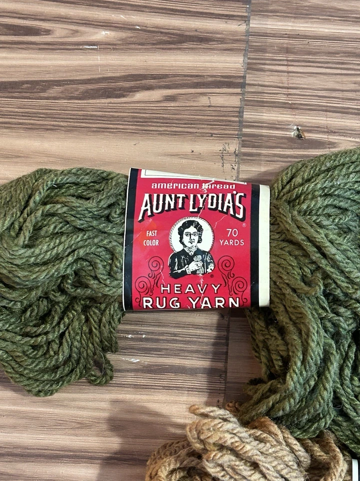 Lot of 3 Aunt Lydia's Heavy Rug 0750 Antique Blue Yarn Lt Brown, Antique, Moss - Image 3 of 4