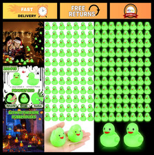 200 Pcs Glow in The Dark Rubber Ducks - St. Patrick's Day Squeaky Bath Toys, Par