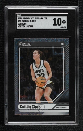 2024 Clark Collection Donruss Vortex 194/399 Caitlin Clark #15 SGC 10 Rookie RC