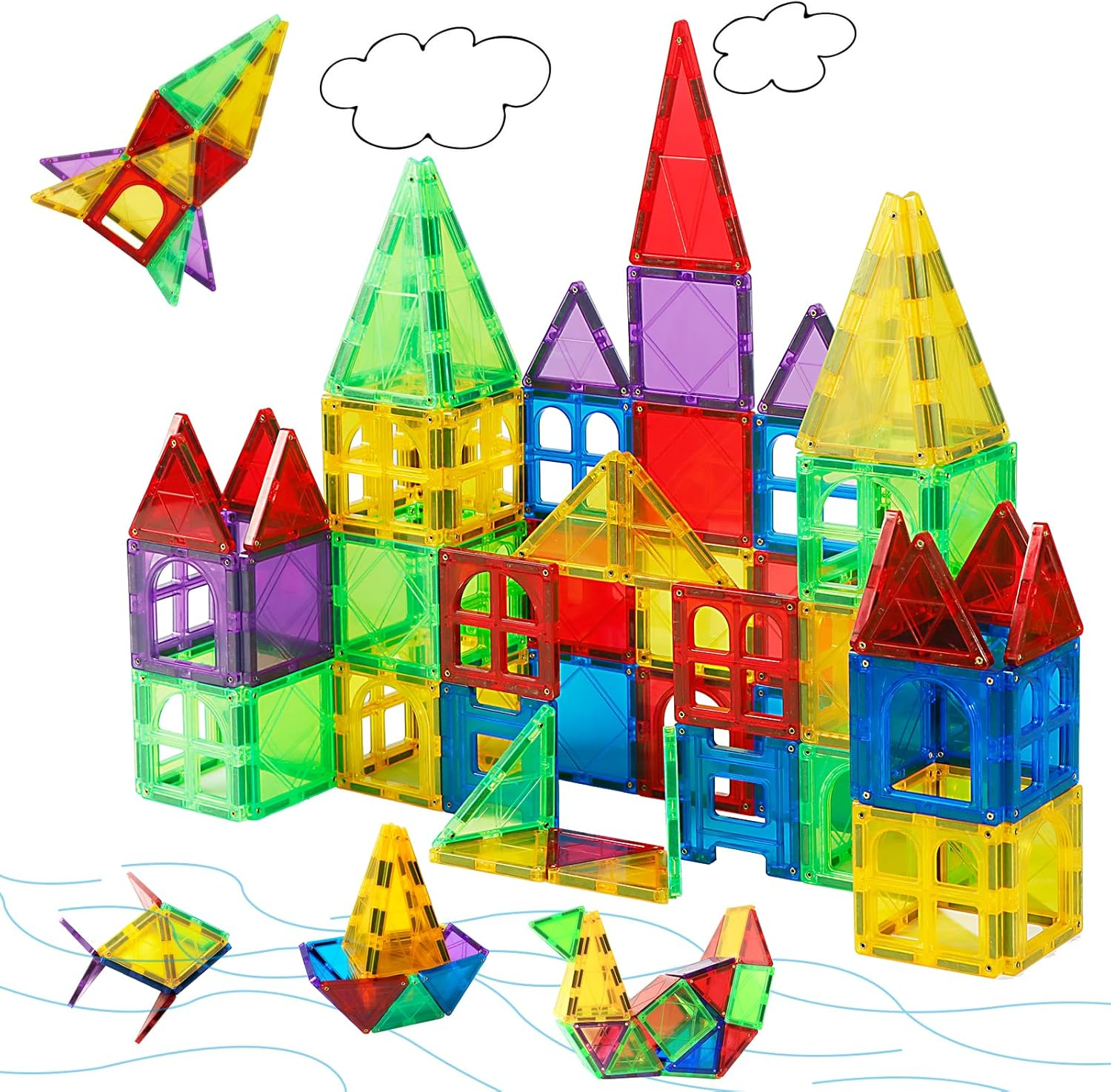 66PCS Magnetic Building Tiles for Kids - STEM Construction Toys