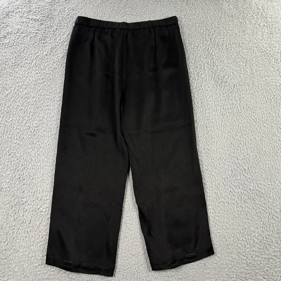 Eileen Fisher Pants Womens size PP 4P-4P 100% Silk Elastic Waist Pull On Black - Image 4 of 4