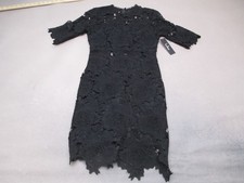 NWT Lulus Size XS Womens Black Lace Zipper Coctail Elegant Bodycon Zip Dress 218