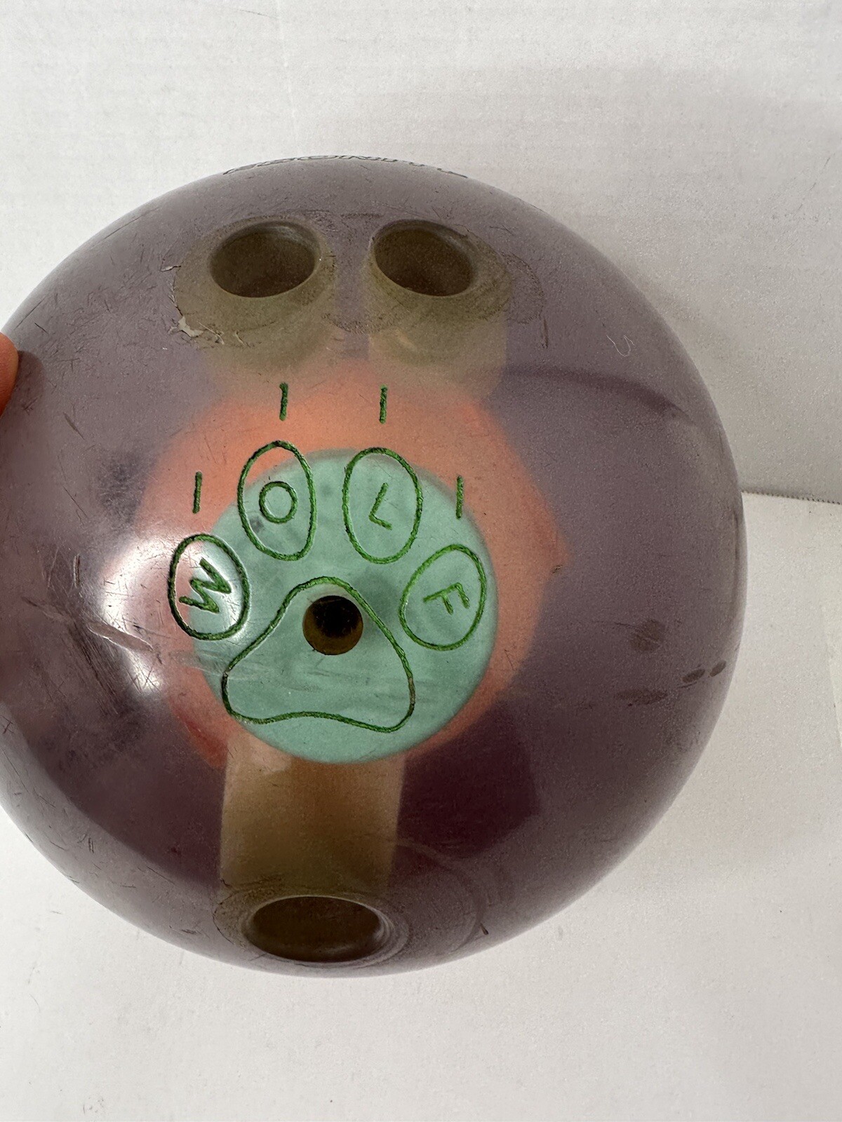 Vintage Werewolf Ebonite Bowling Ball 15lbs Clear Translucent DRILLED