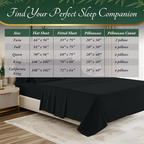 100% Organic Viscose Derived from Bamboo Sheets Twin Size 4Pcs - Ultra Soft & Lu - Picture 8 of 8