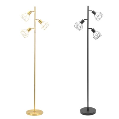 3 Armige Metall Stehlampe Geometrisch Käfig Lampenschirm Freistehend Lounge Leuchte
