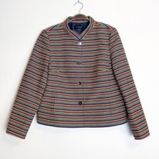 TALBOTS Women's Size 14 Shimmer Multicolor Striped Textured Button Front Blazer