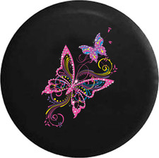 Spare Tire Cover Glittery Butterflies Swirls Pink Yellow Girl Jk Accessories Spare Tire Cover Glittery Butterflies Swirls Pink Yellow Girl Jk Accessories
