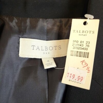リバース Talbots Outlet Black 3 Button V Neck Blazer, Rear Peplum Pleats