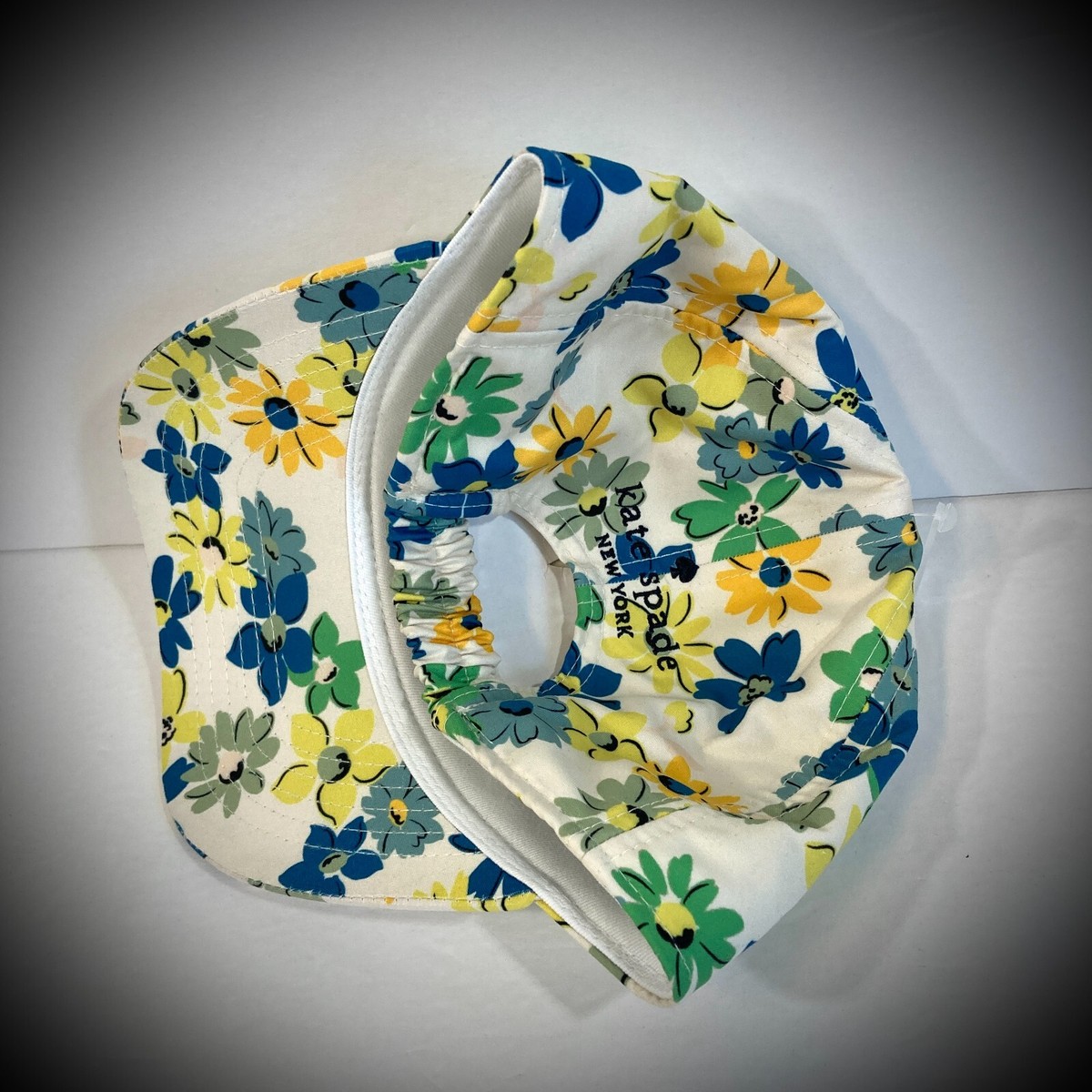 KATE SPADE HAT off-white ivory floral yellow blue green 