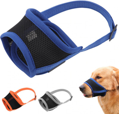 MUZZLE MESH Dog Pet adjustable strap anti bite bark chew Safety soft breathable