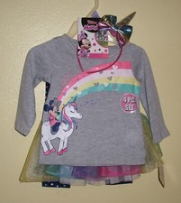 NWT Disney Junior Minnie Mouse 4 Pc Set Size 12M Rainbow Tutu Unicorn Pants