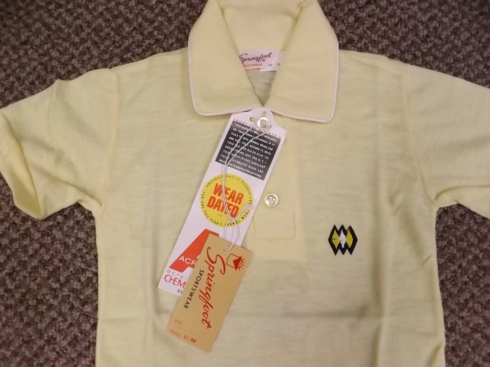 Rockabilly De Colección Años 50 NUEVO Polo Deportivo Amarillo Papel Delgado Verano Niños Talla 4 Foto 2 de 3